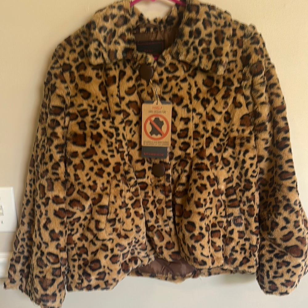 Yoki Leopard Print Faux Fur Coat